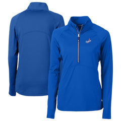 MLB Los Angeles Dodgers Cutter & Buck Women's  DryTec Adapt Eco Knit Stretch Recycled Raglan Half-Zip Top