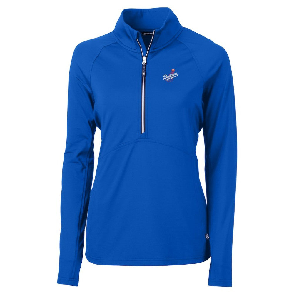 MLB Los Angeles Dodgers Cutter & Buck Women's  DryTec Adapt Eco Knit Stretch Recycled Raglan Half-Zip Top