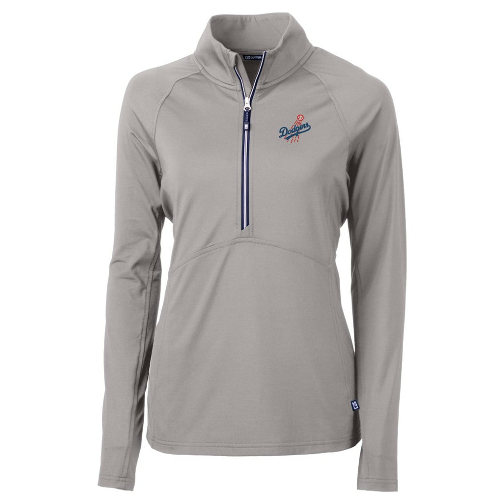 MLB Los Angeles Dodgers Cutter & Buck Women's  DryTec Adapt Eco Knit Stretch Recycled Raglan Half-Zip Top