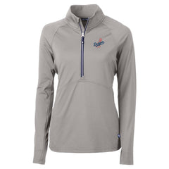 MLB Los Angeles Dodgers Cutter & Buck Women's  DryTec Adapt Eco Knit Stretch Recycled Raglan Half-Zip Top