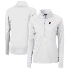 MLB Philadelphia Phillies Cutter & Buck Women's Cooperstown Collection DryTec Adapt Eco Knit Stretch Recycled Raglan Half-Zip Top