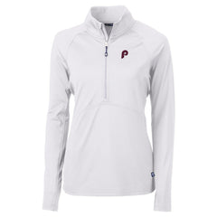 MLB Philadelphia Phillies Cutter & Buck Women's Cooperstown Collection DryTec Adapt Eco Knit Stretch Recycled Raglan Half-Zip Top