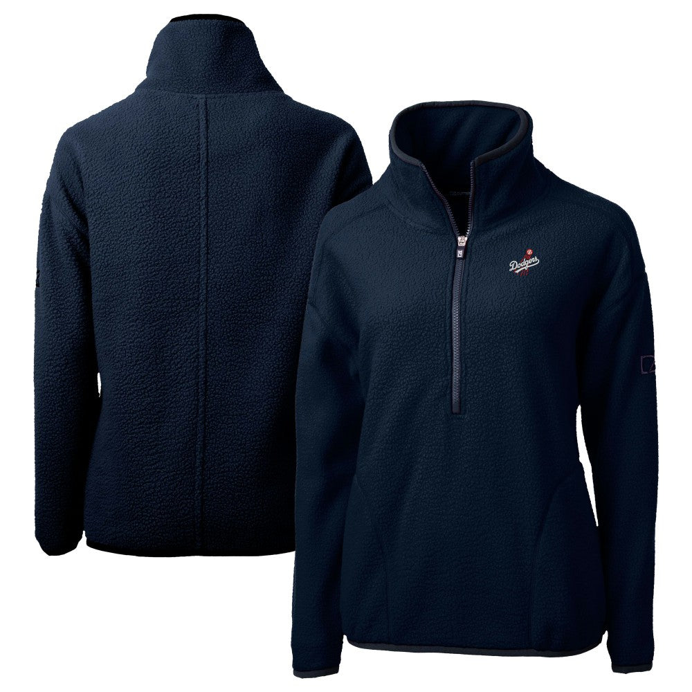 MLB Los Angeles Dodgers Cutter & Buck Women's  Cascade Eco Sherpa Fleece Half-Zip Pullover Jacket