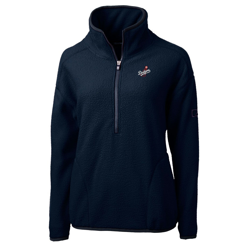 MLB Los Angeles Dodgers Cutter & Buck Women's  Cascade Eco Sherpa Fleece Half-Zip Pullover Jacket