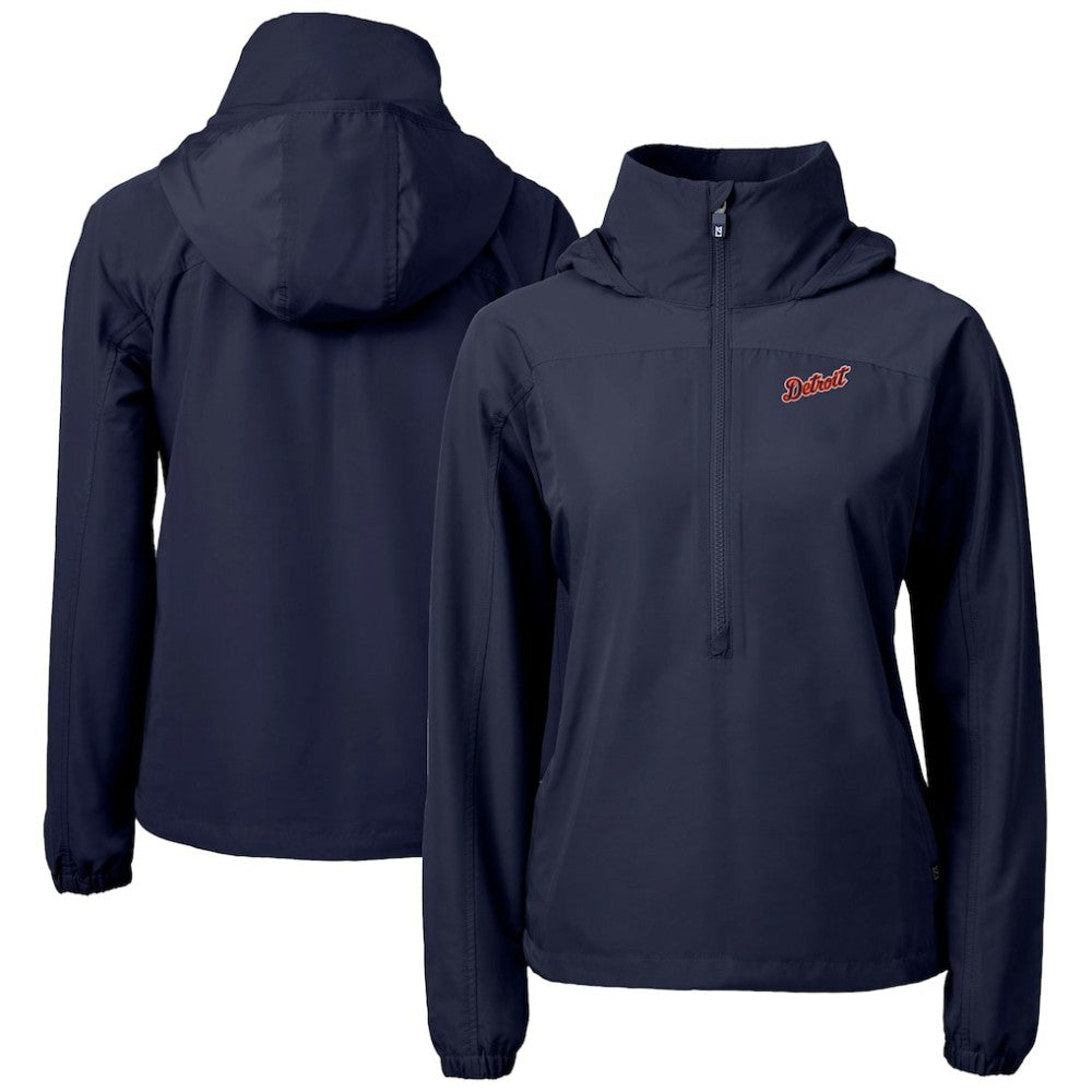 MLB Detroit Tigers Cutter & Buck Women's  Charter Eco Recycled Half-Zip Anorak Jacket