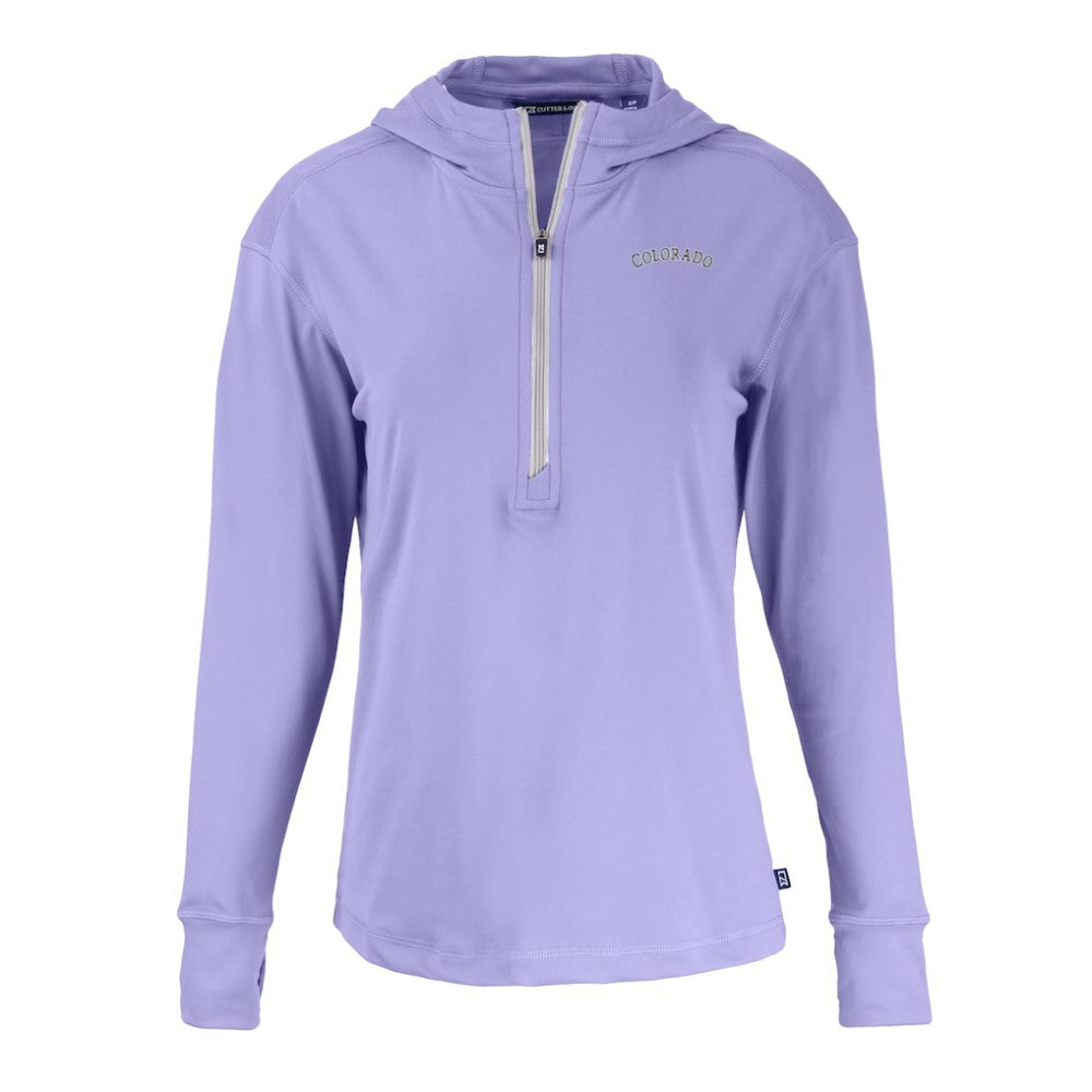MLB Colorado Rockies Cutter & Buck Women's Daybreak Eco Recycled Half-Zip Hoodie