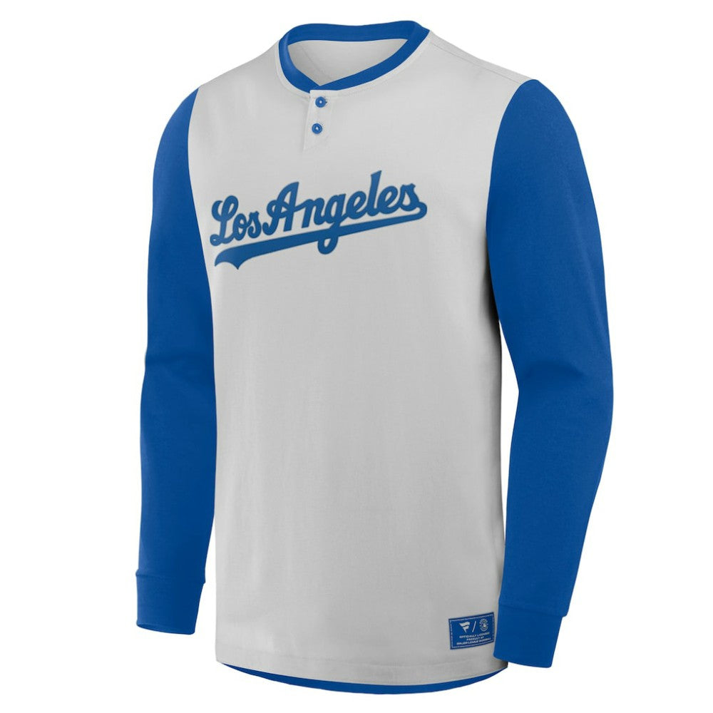 MLB Los Angeles Dodgers Fanatics Clubhouse Long Sleeve Henley Shirt