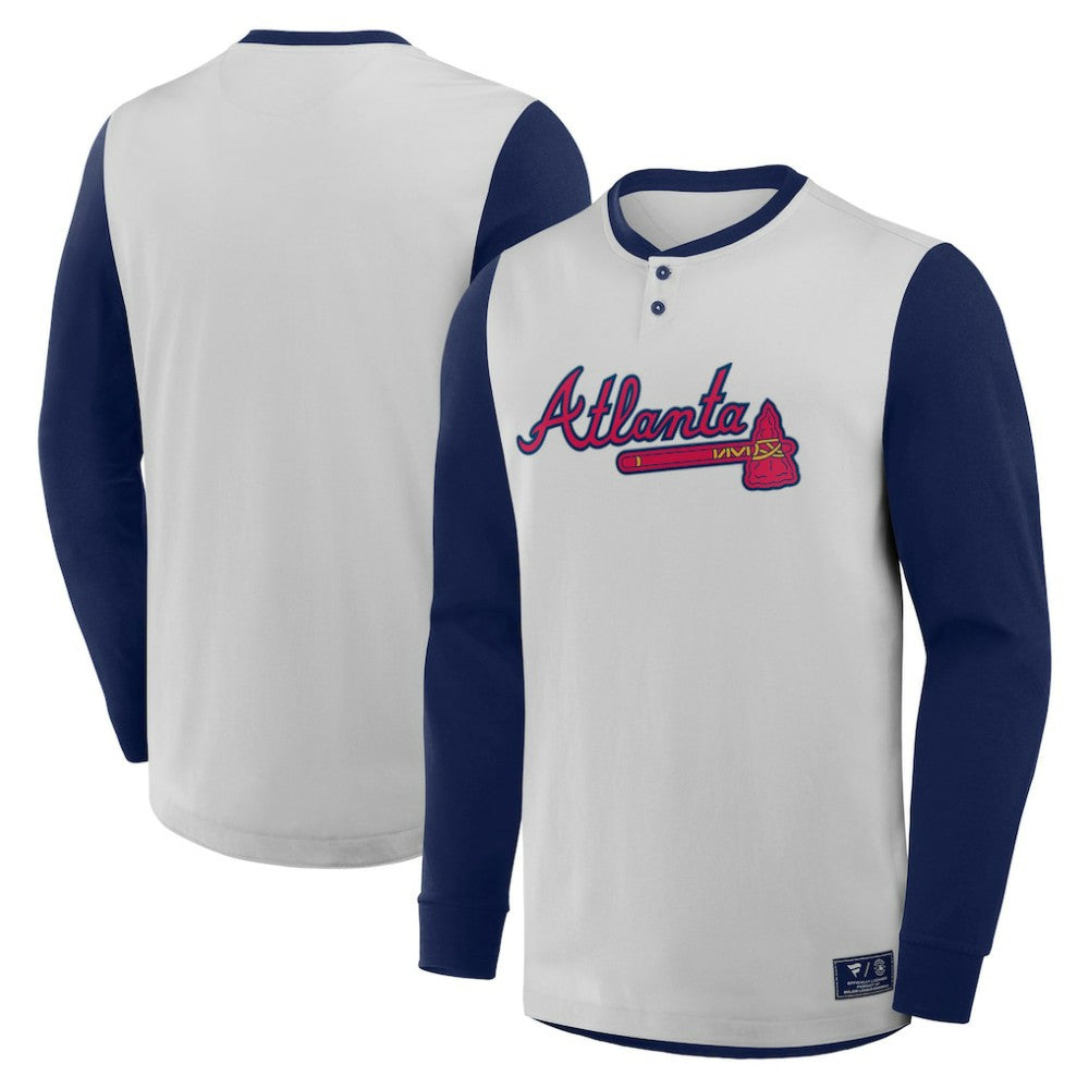 MLB Atlanta Braves Fanatics Clubhouse Long Sleeve Henley Shirt