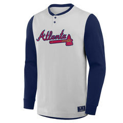 MLB Atlanta Braves Fanatics Clubhouse Long Sleeve Henley Shirt