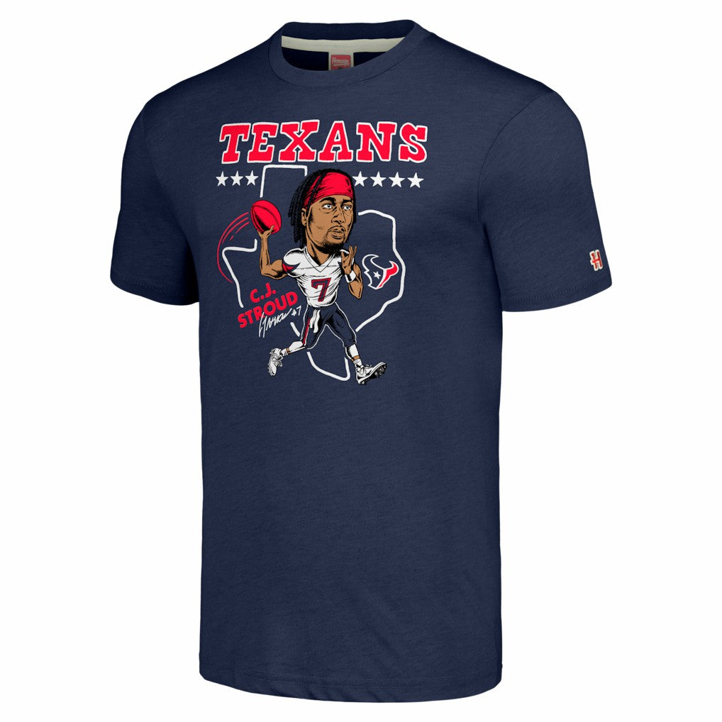 C.J. Stroud  Homage Unisex Caricature Player Tri-Blend T-Shirt - Houston Texans