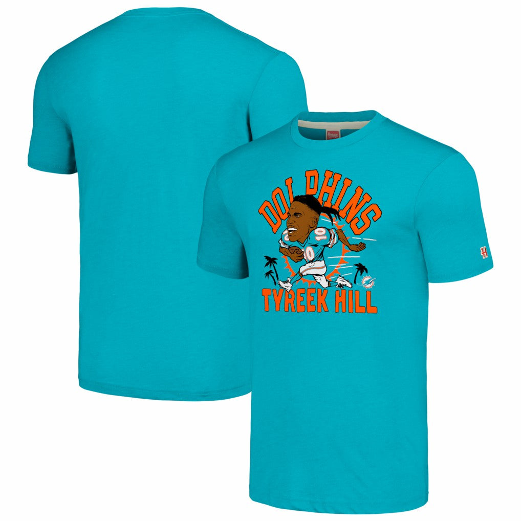 Tyreek Hill  Homage Unisex Caricature Player Tri-Blend T-Shirt - Miami Dolphins