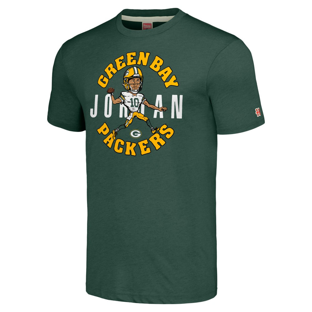 Jordan Love  Homage Unisex Caricature Player Tri-Blend T-Shirt - Green Bay Packers