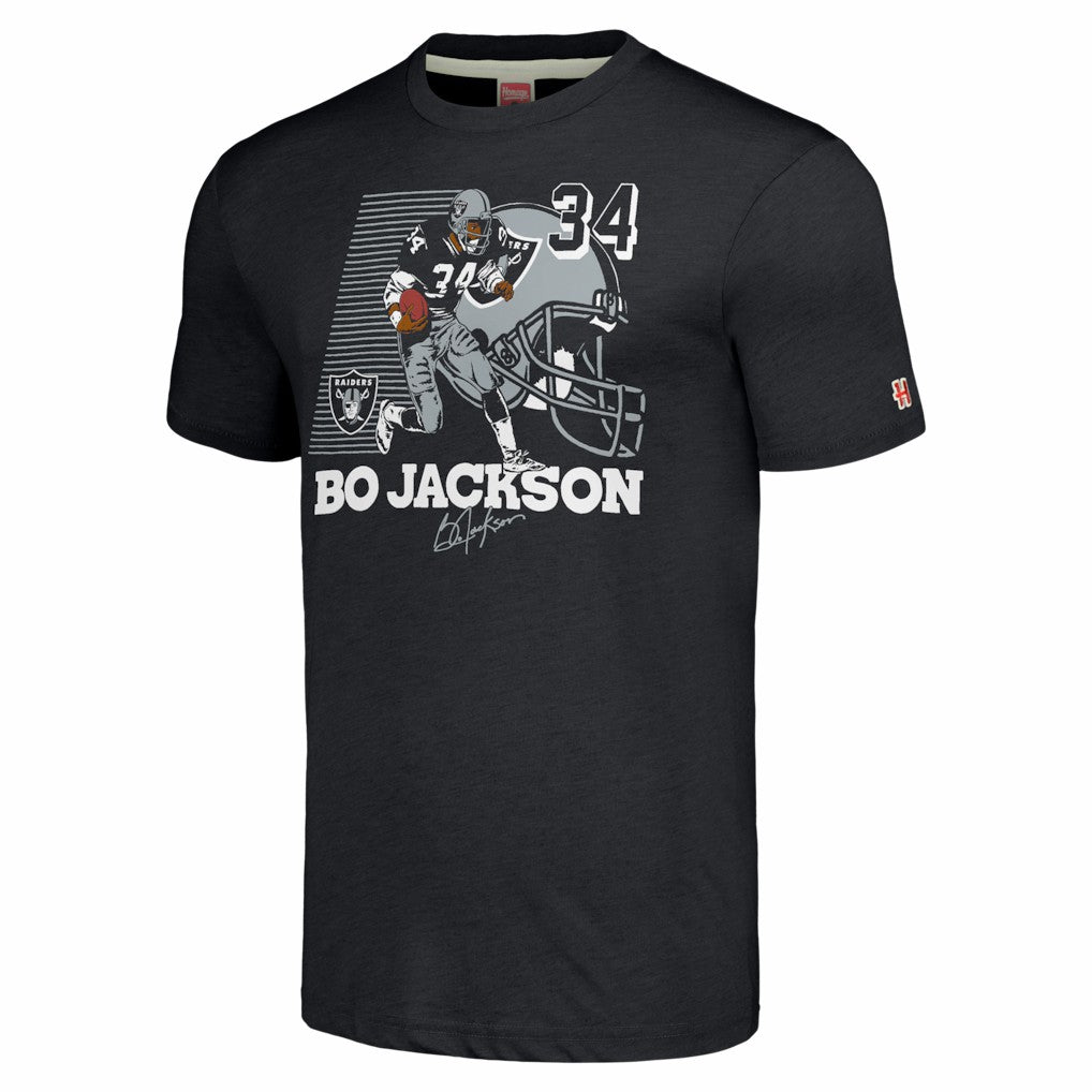 Bo Jackson  Homage Unisex Caricature Retired Player Tri-Blend T-Shirt - Las Vegas Raiders