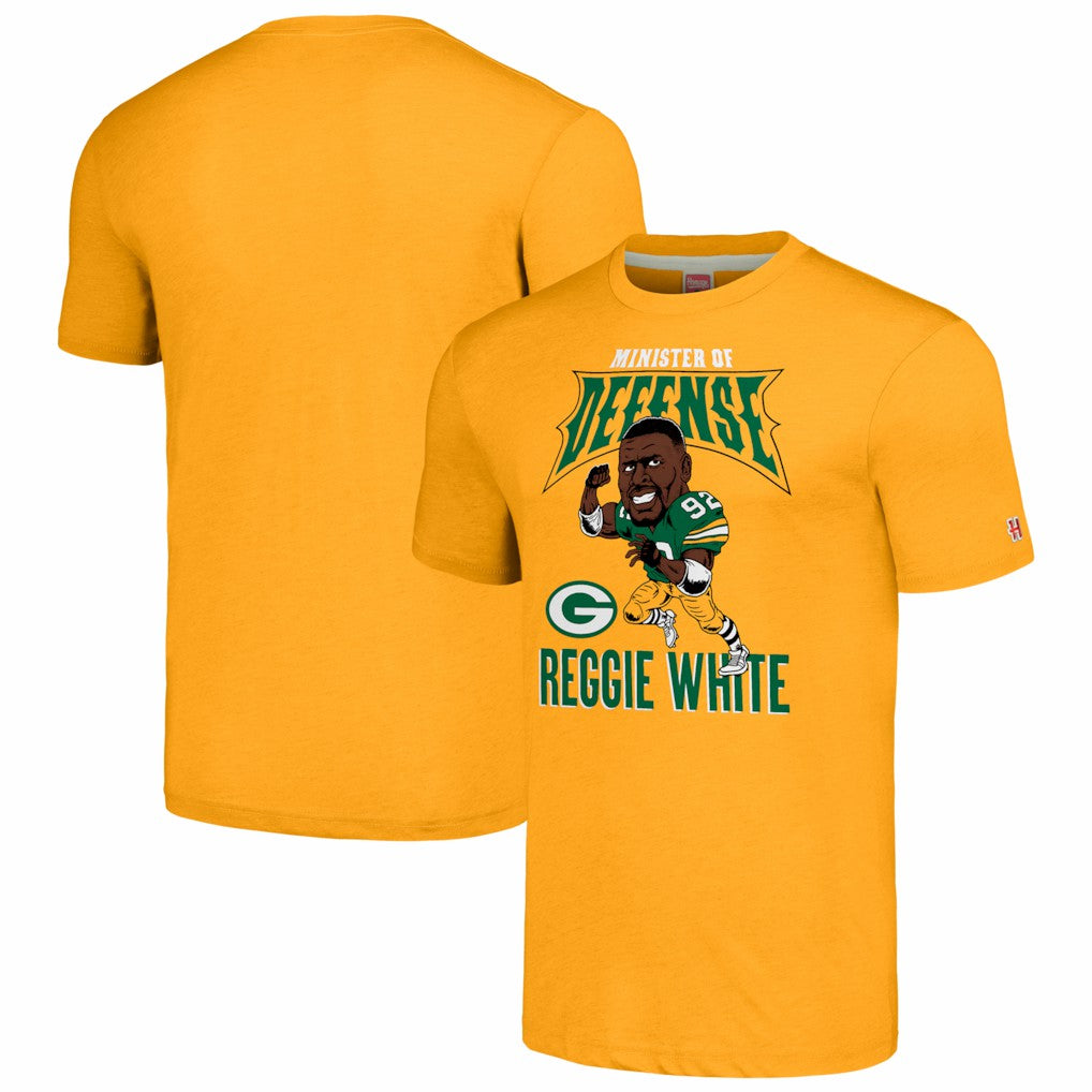 Reggie White  Homage Unisex Caricature Retired Player Tri-Blend T-Shirt - Green Bay Packers