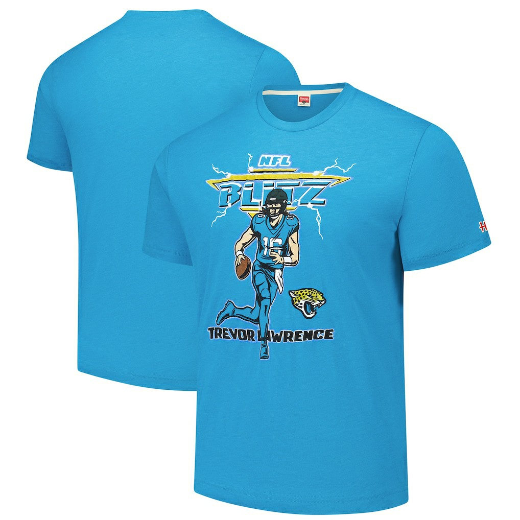 Trevor Lawrence  Homage Unisex NFL Blitz Player Tri-Blend T-Shirt - Jacksonville Jaguars