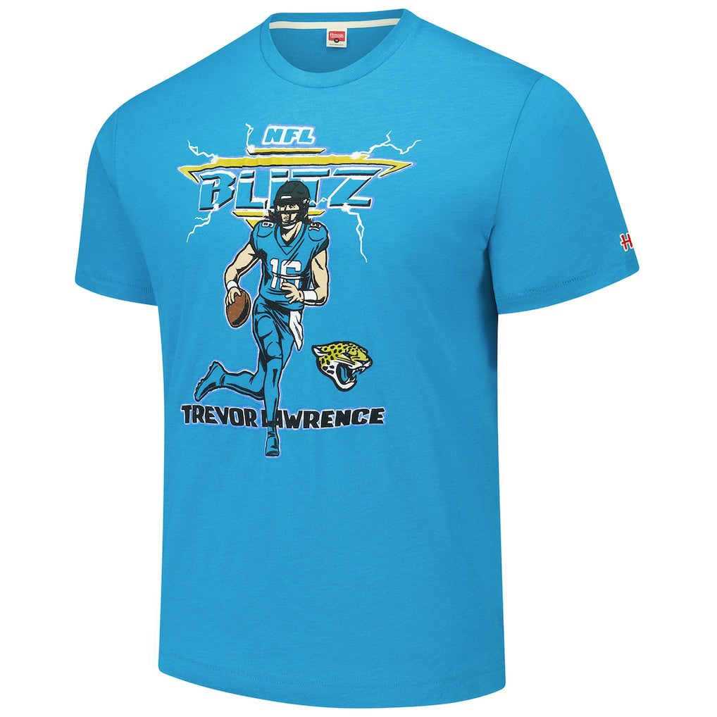 Trevor Lawrence  Homage Unisex NFL Blitz Player Tri-Blend T-Shirt - Jacksonville Jaguars