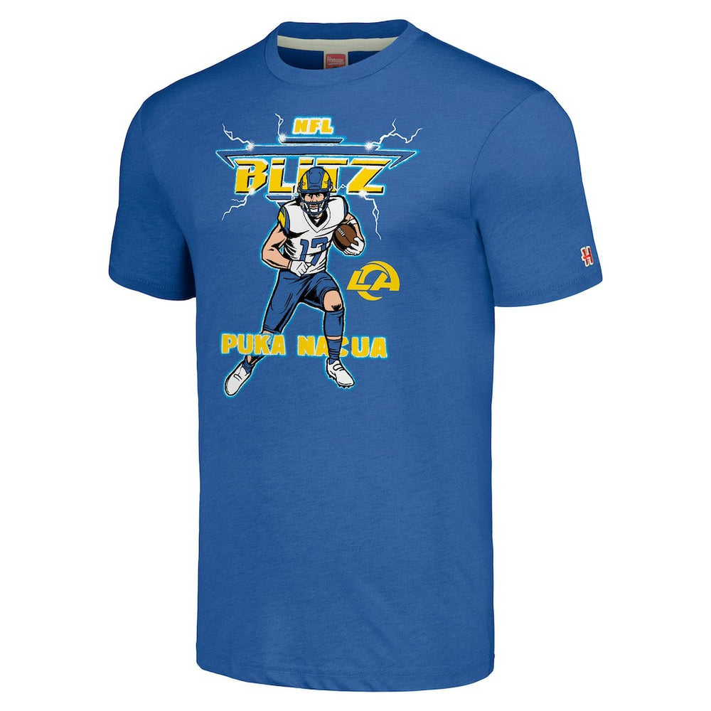 Puka Nacua  Homage Unisex NFL Blitz Player Tri-Blend T-Shirt - Los Angeles Rams