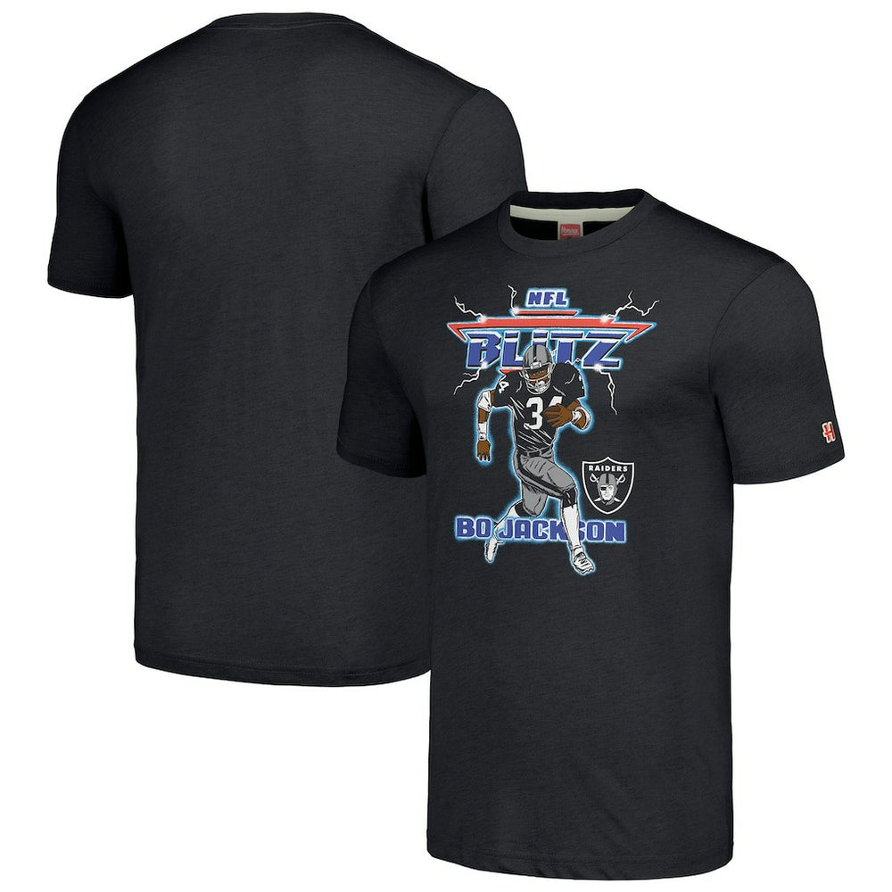 Bo Jackson  Homage Unisex NFL Blitz Retired Player Tri-Blend T-Shirt - Las Vegas Raiders