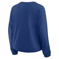NHL Blue Toronto Maple Leafs Fanatics Women's Oversized All Out Effort Long Sleeve Henley T-Shirt