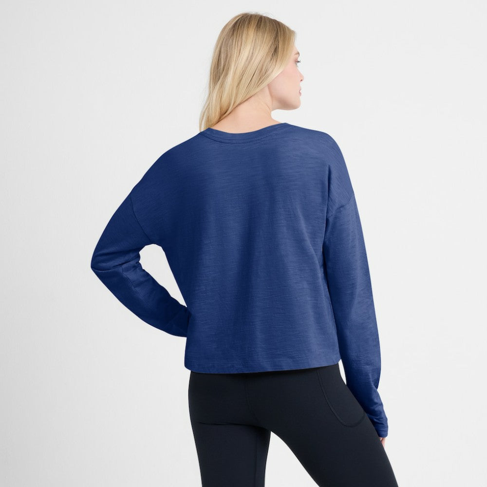 NHL Blue Toronto Maple Leafs Fanatics Women's Oversized All Out Effort Long Sleeve Henley T-Shirt