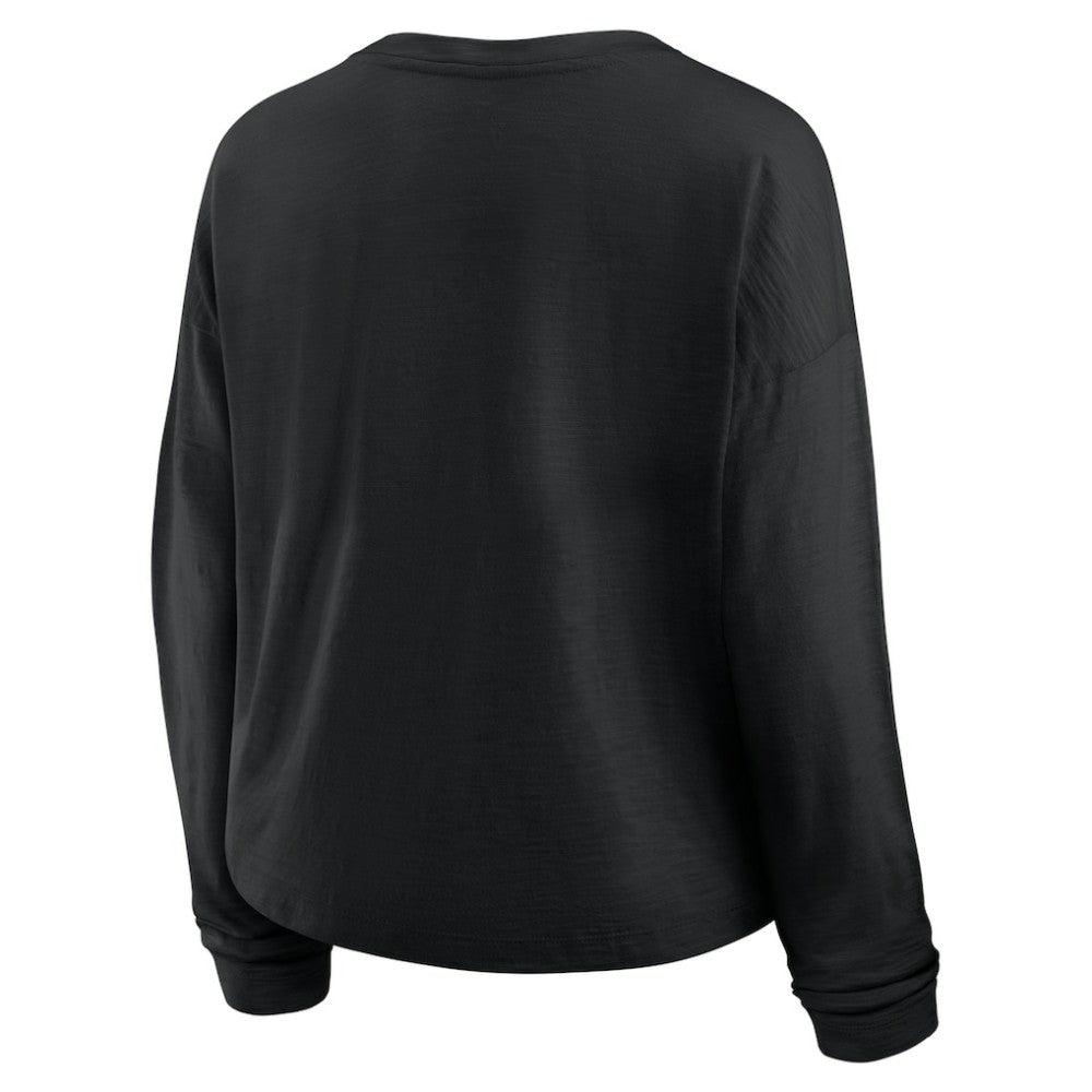 NHL Black Pittsburgh Penguins Fanatics Women's Oversized All Out Effort Long Sleeve Henley T-Shirt