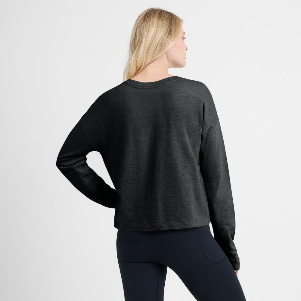 NHL Black Pittsburgh Penguins Fanatics Women's Oversized All Out Effort Long Sleeve Henley T-Shirt