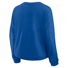 NHL Blue St. Louis Blues Fanatics Women's Oversized All Out Effort Long Sleeve Henley T-Shirt
