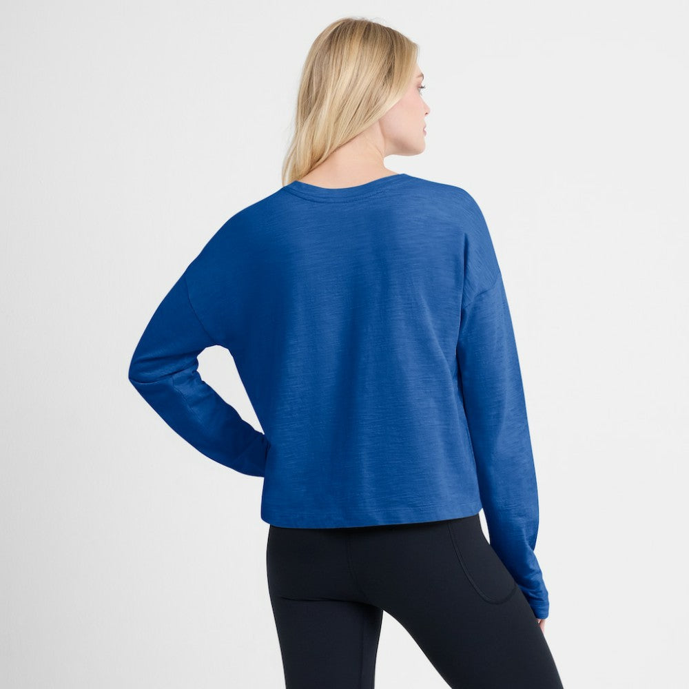 NHL Blue St. Louis Blues Fanatics Women's Oversized All Out Effort Long Sleeve Henley T-Shirt