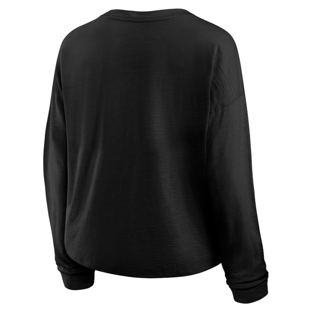 NHL Black Boston Bruins Fanatics Women's Oversized All Out Effort Long Sleeve Henley T-Shirt