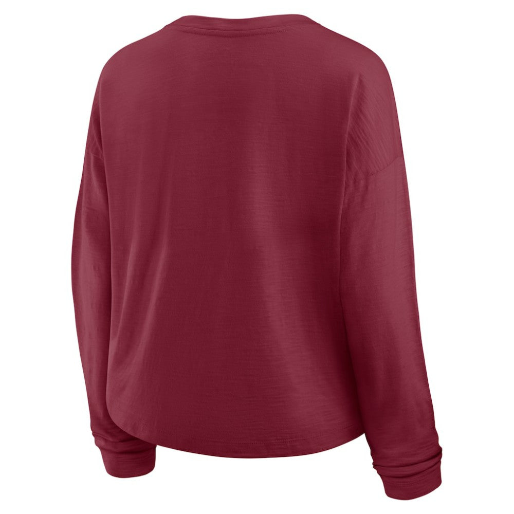 NHL Burgundy Colorado Avalanche Fanatics Women's Oversized All Out Effort Long Sleeve Henley T-Shirt