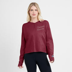 NHL Burgundy Colorado Avalanche Fanatics Women's Oversized All Out Effort Long Sleeve Henley T-Shirt