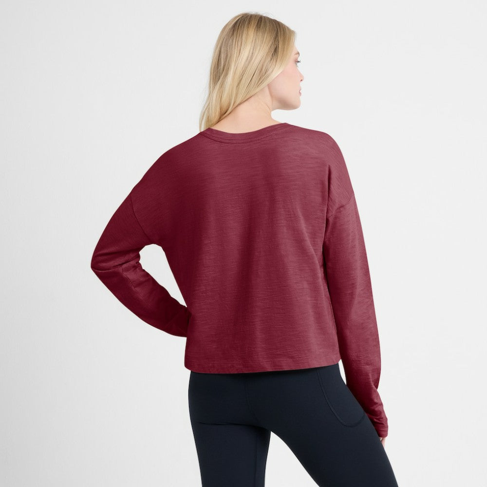 NHL Burgundy Colorado Avalanche Fanatics Women's Oversized All Out Effort Long Sleeve Henley T-Shirt