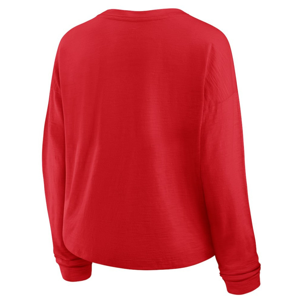 NHL Red New Jersey Devils Fanatics Women's Oversized All Out Effort Long Sleeve Henley T-Shirt