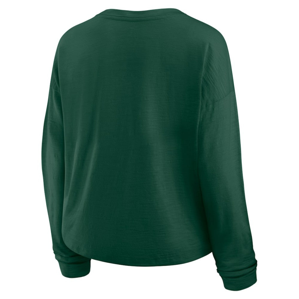 NHL Green Minnesota Wild Fanatics Women's Oversized All Out Effort Long Sleeve Henley T-Shirt