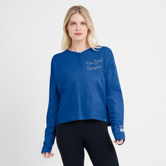 NHL Blue New York Rangers Fanatics Women's Oversized All Out Effort Long Sleeve Henley T-Shirt