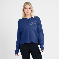 NHL Blue Tampa Bay Lightning Fanatics Women's Oversized All Out Effort Long Sleeve Henley T-Shirt