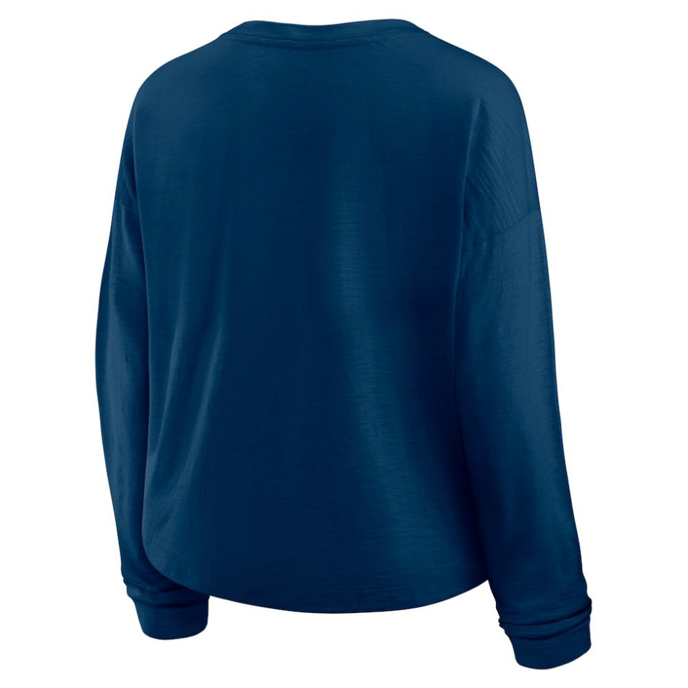 NHL Deep Sea Blue Seattle Kraken Fanatics Women's Oversized All Out Effort Long Sleeve Henley T-Shirt