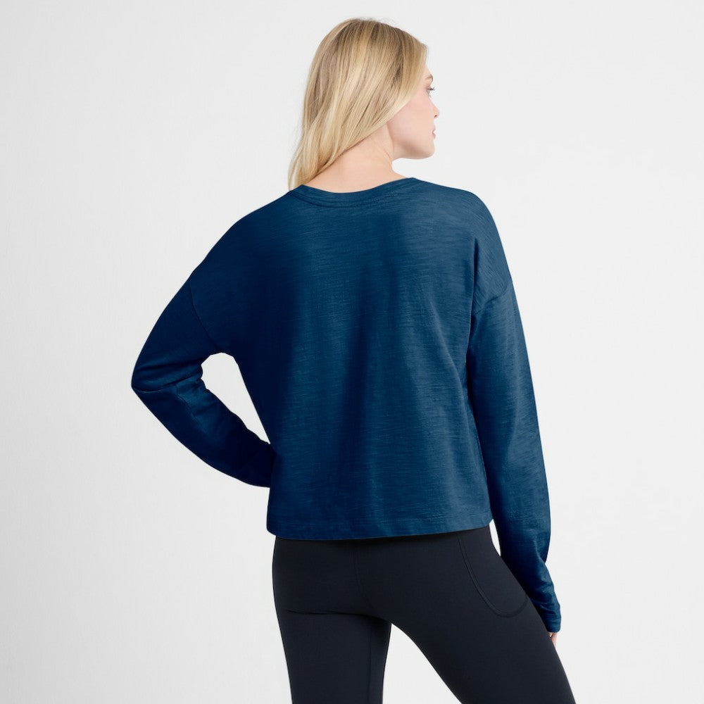 NHL Deep Sea Blue Seattle Kraken Fanatics Women's Oversized All Out Effort Long Sleeve Henley T-Shirt
