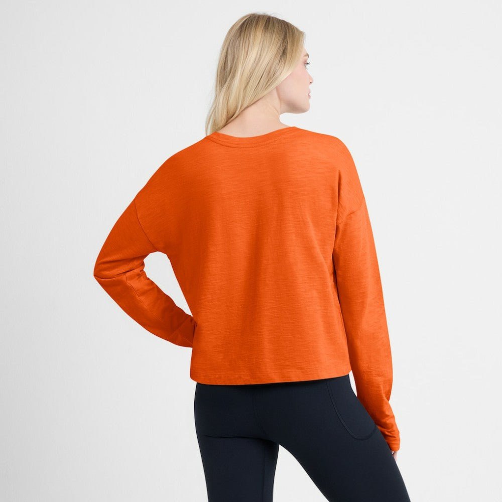 NHL Orange Philadelphia Flyers Fanatics Women's Oversized All Out Effort Long Sleeve Henley T-Shirt