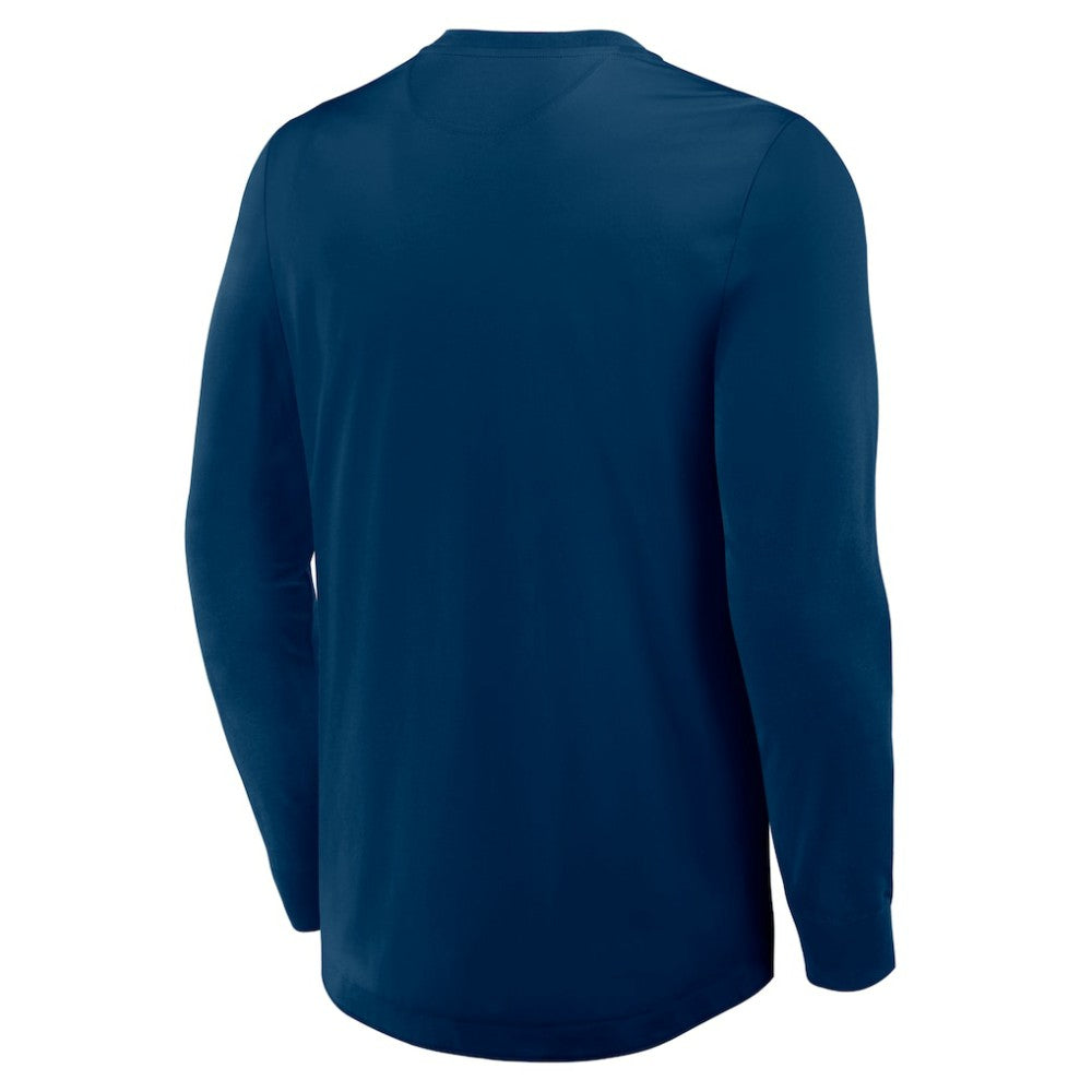 NHL Deep Sea Blue Seattle Kraken Fanatics Adrenaline Push Long Sleeve Henley Shirt