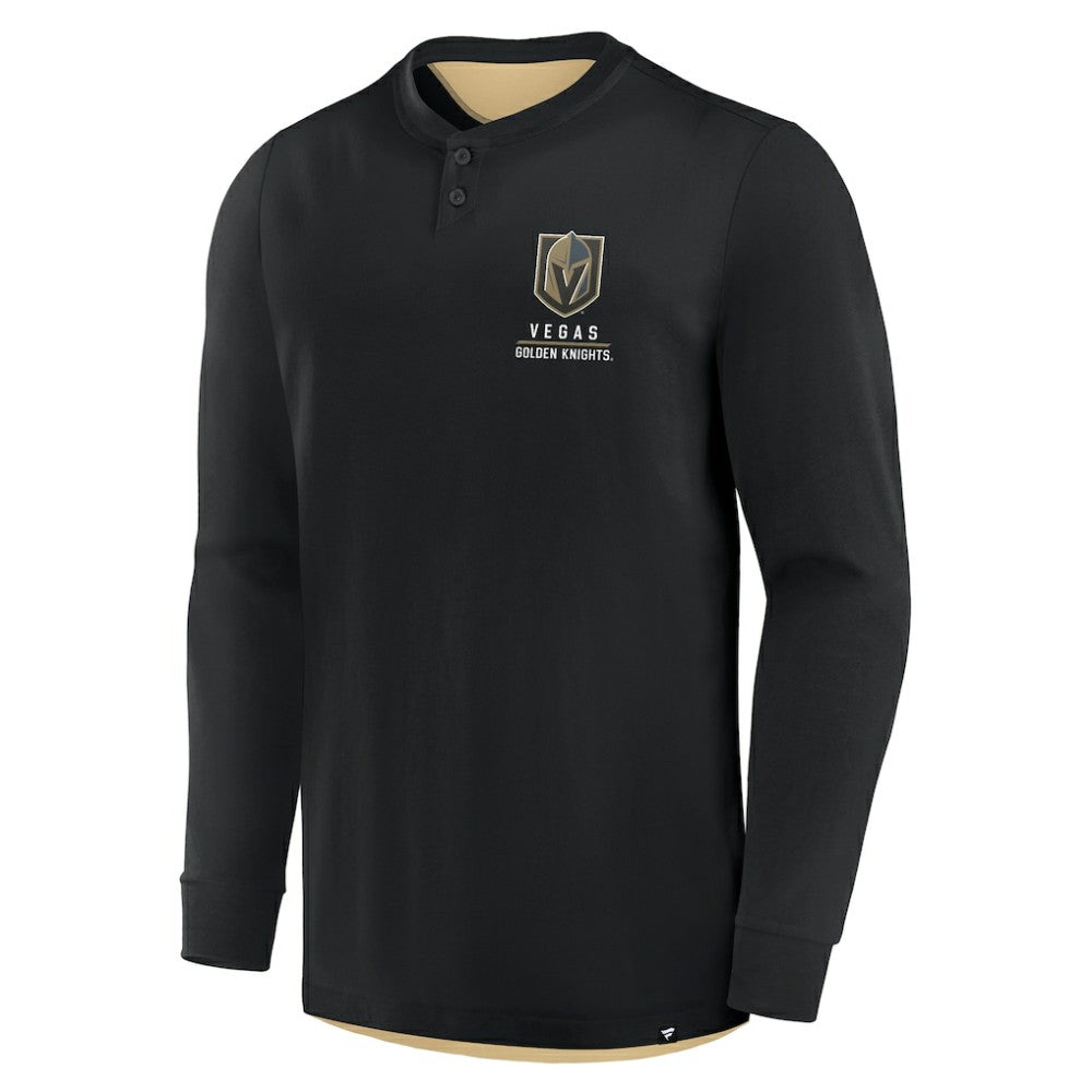 NHL Black Vegas Golden Knights Fanatics Adrenaline Push Long Sleeve Henley Shirt