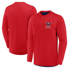 NHL Red Washington Capitals Fanatics Adrenaline Push Long Sleeve Henley Shirt