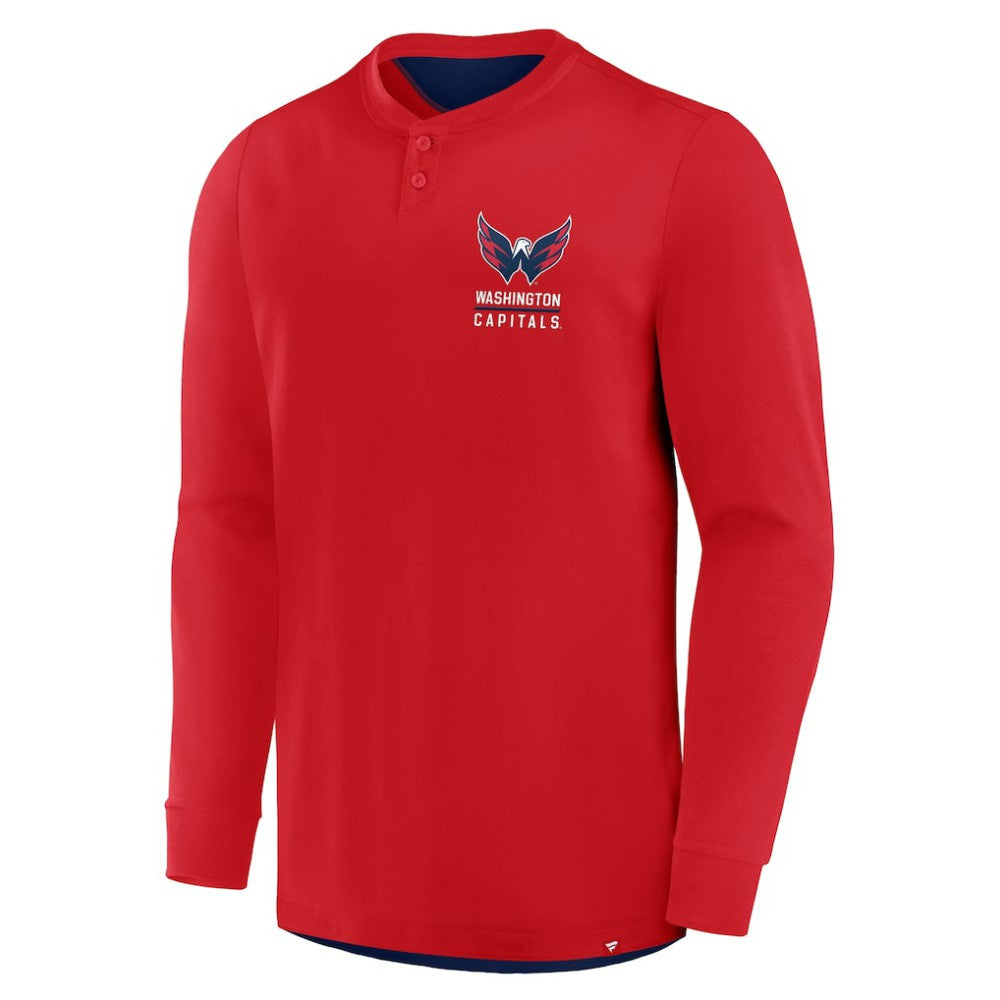 NHL Red Washington Capitals Fanatics Adrenaline Push Long Sleeve Henley Shirt