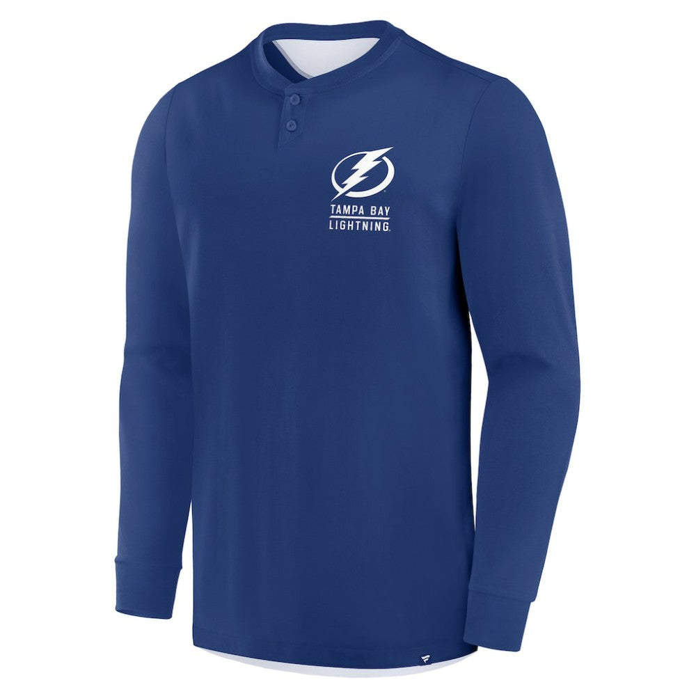 NHL Blue Tampa Bay Lightning Fanatics Adrenaline Push Long Sleeve Henley Shirt