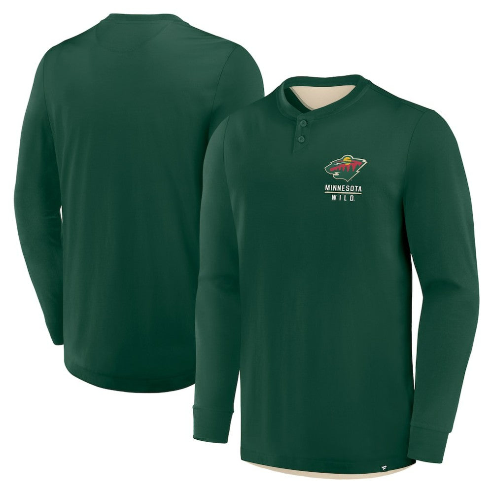 NHL Green Minnesota Wild Fanatics Adrenaline Push Long Sleeve Henley Shirt