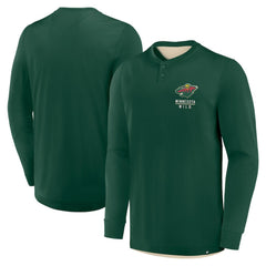 NHL Green Minnesota Wild Fanatics Adrenaline Push Long Sleeve Henley Shirt