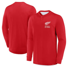 NHL Red Detroit Red Wings Fanatics Adrenaline Push Long Sleeve Henley Shirt