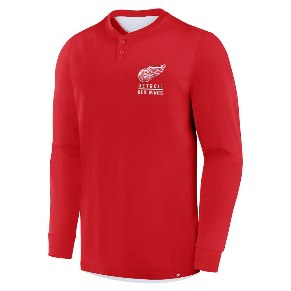 NHL Red Detroit Red Wings Fanatics Adrenaline Push Long Sleeve Henley Shirt