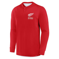 NHL Red Detroit Red Wings Fanatics Adrenaline Push Long Sleeve Henley Shirt