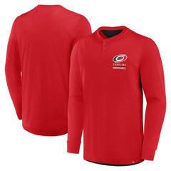 NHL Red Carolina Hurricanes Fanatics Adrenaline Push Long Sleeve Henley Shirt